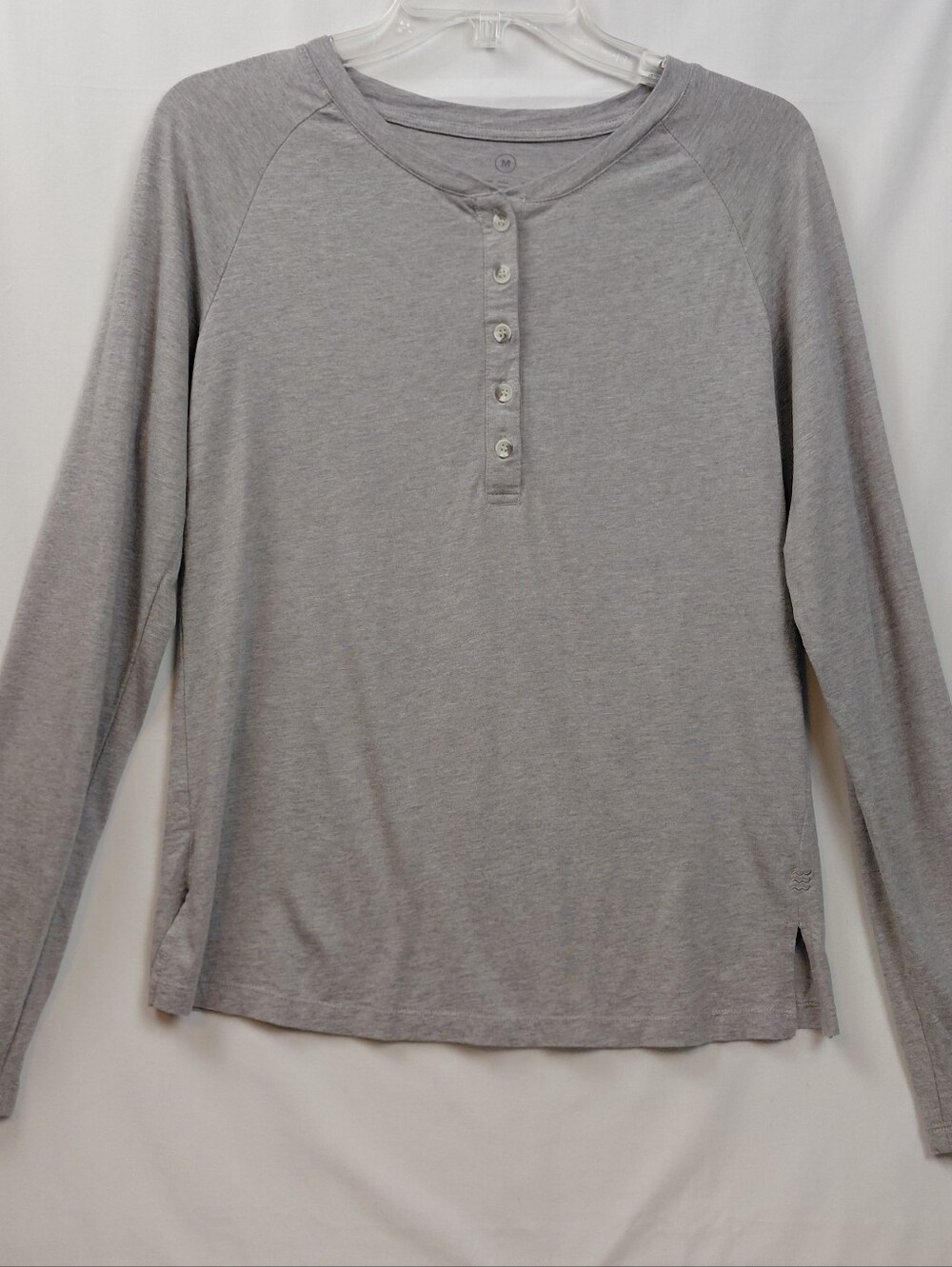Free Fly Cotton Bamboo Blend Henley Shirt  Long Sleeve Women's Size Medium Gray